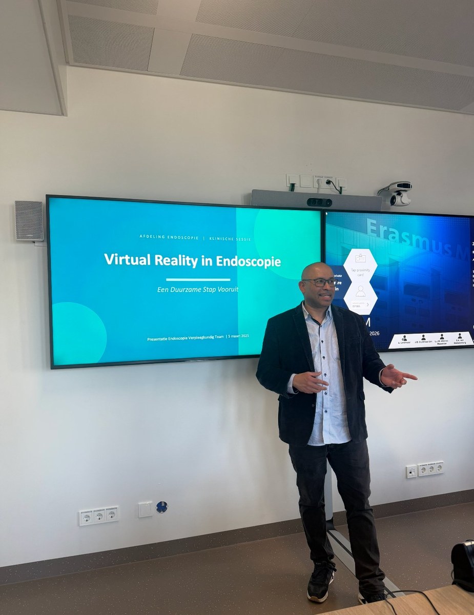 Roy Wesenhagen presenting Virtual Reality in Endoscopy at Erasmus MC Rotterdam, 5 March 2026