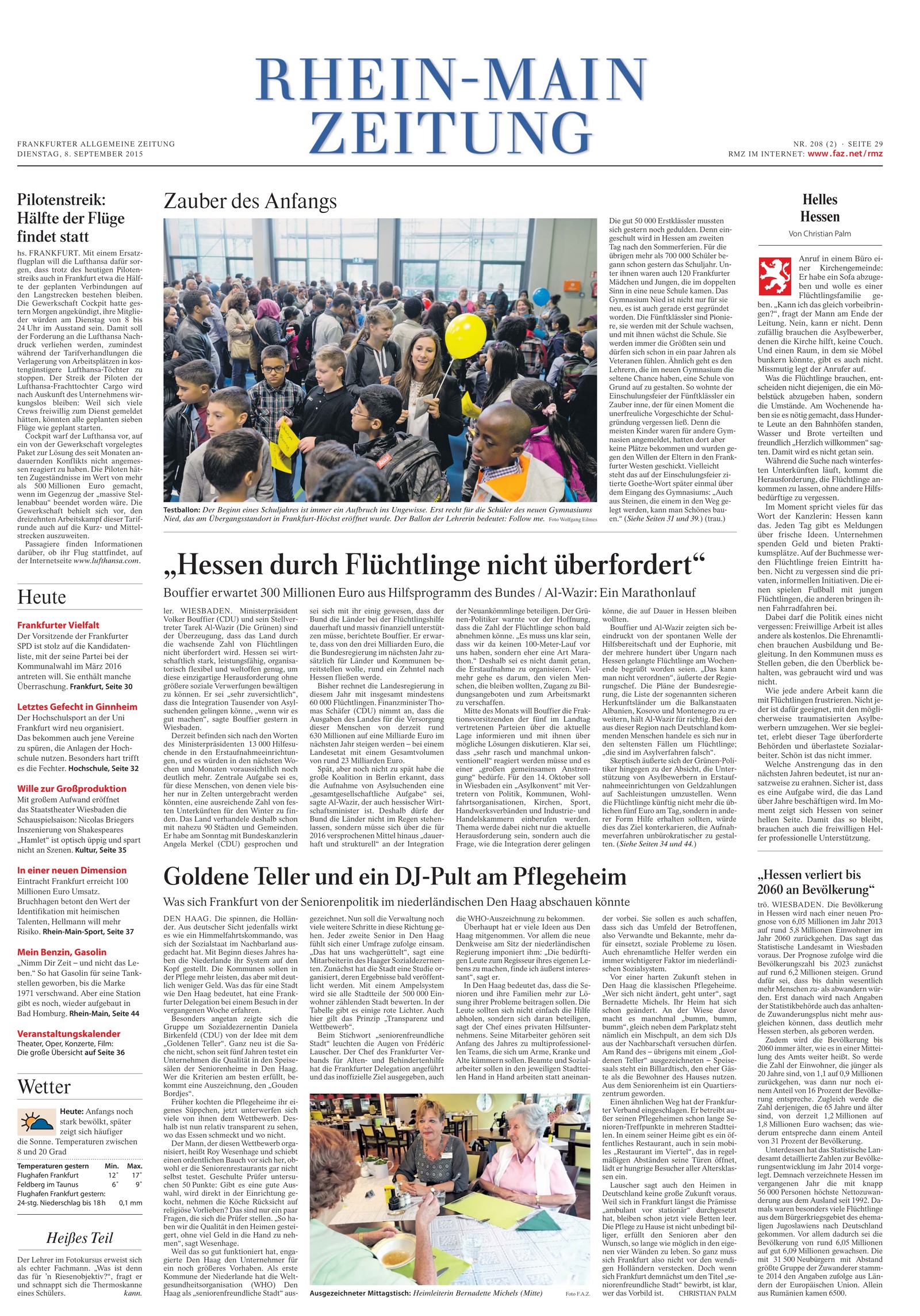 Rhein-Main Zeitung (Frankfurter Allgemeine Zeitung) 8 september 2015 — volledige krantenpagina