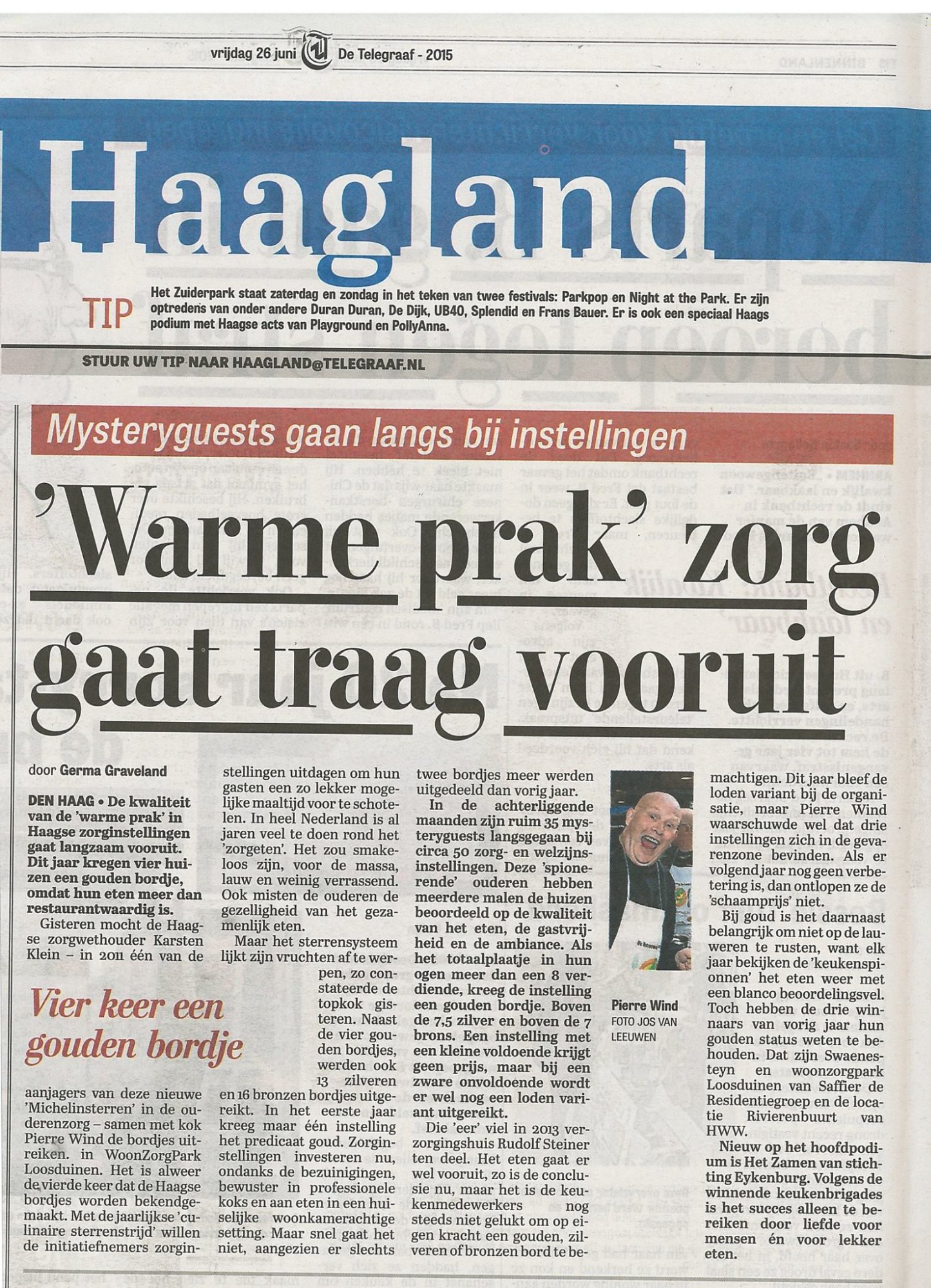 De Telegraaf Haagland — Gouden Bordjes 26 juni 2015