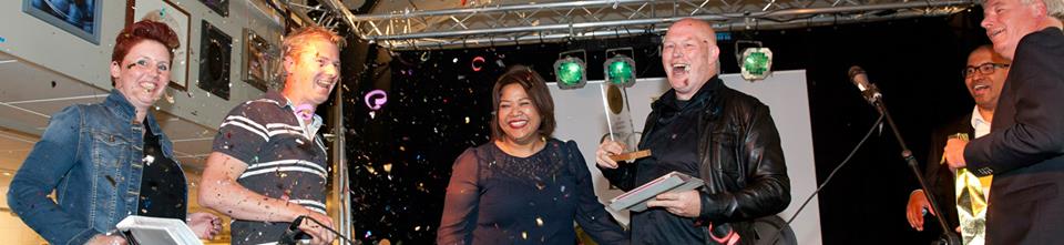 Gouden Bordjes uitreiking met confetti op het podium